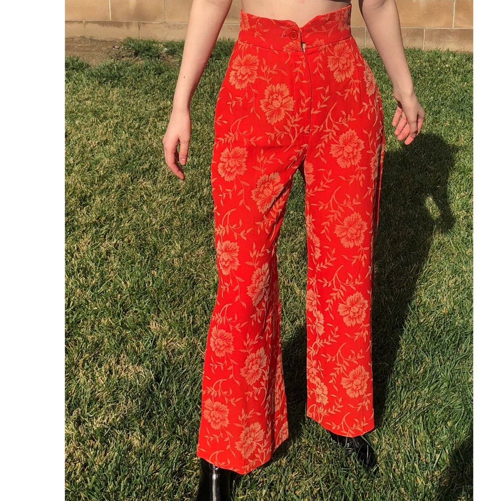 Vintage Henri Bendel Floral Pants sz XS - Picture 1 of 4
